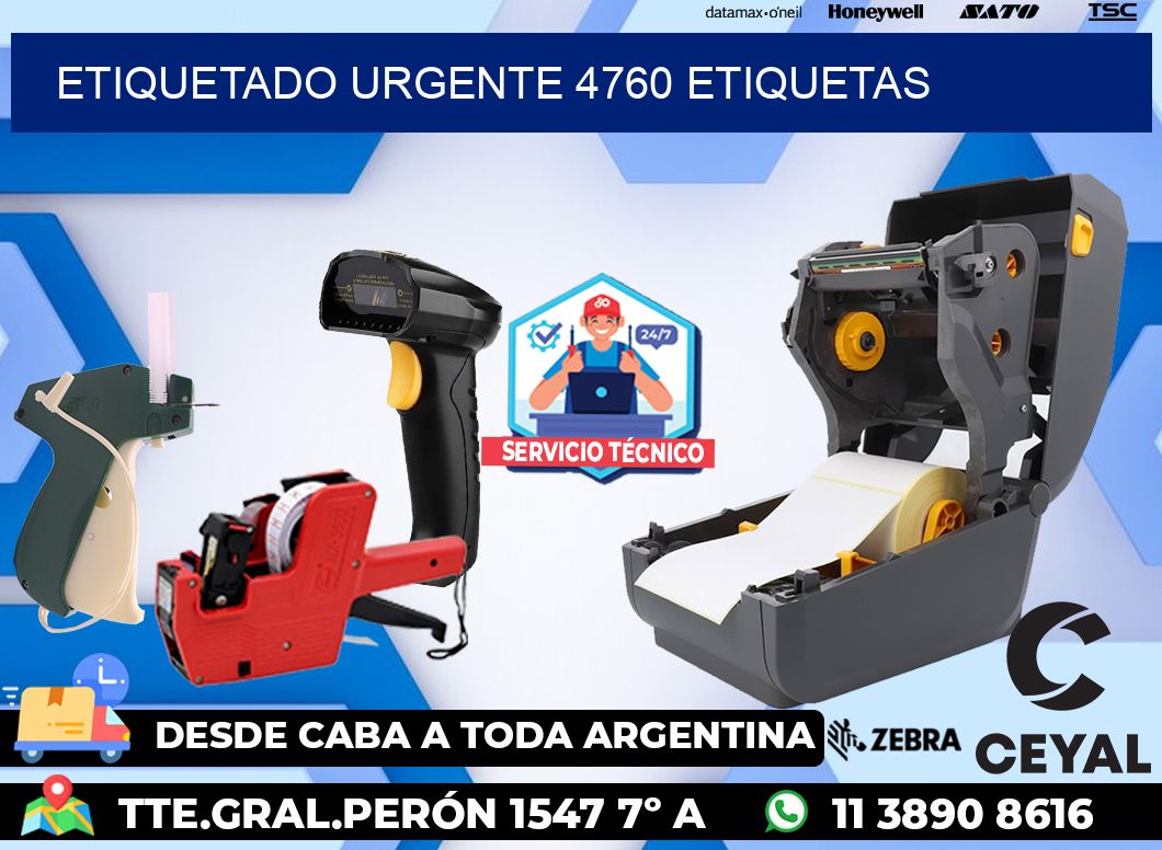 etiquetado urgente 4760 etiquetas