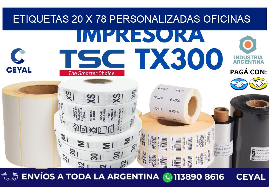 etiquetas 20 x 78 personalizadas oficinas
