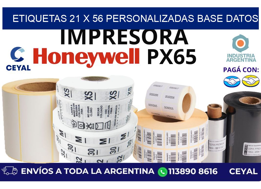 etiquetas 21 x 56 personalizadas base datos