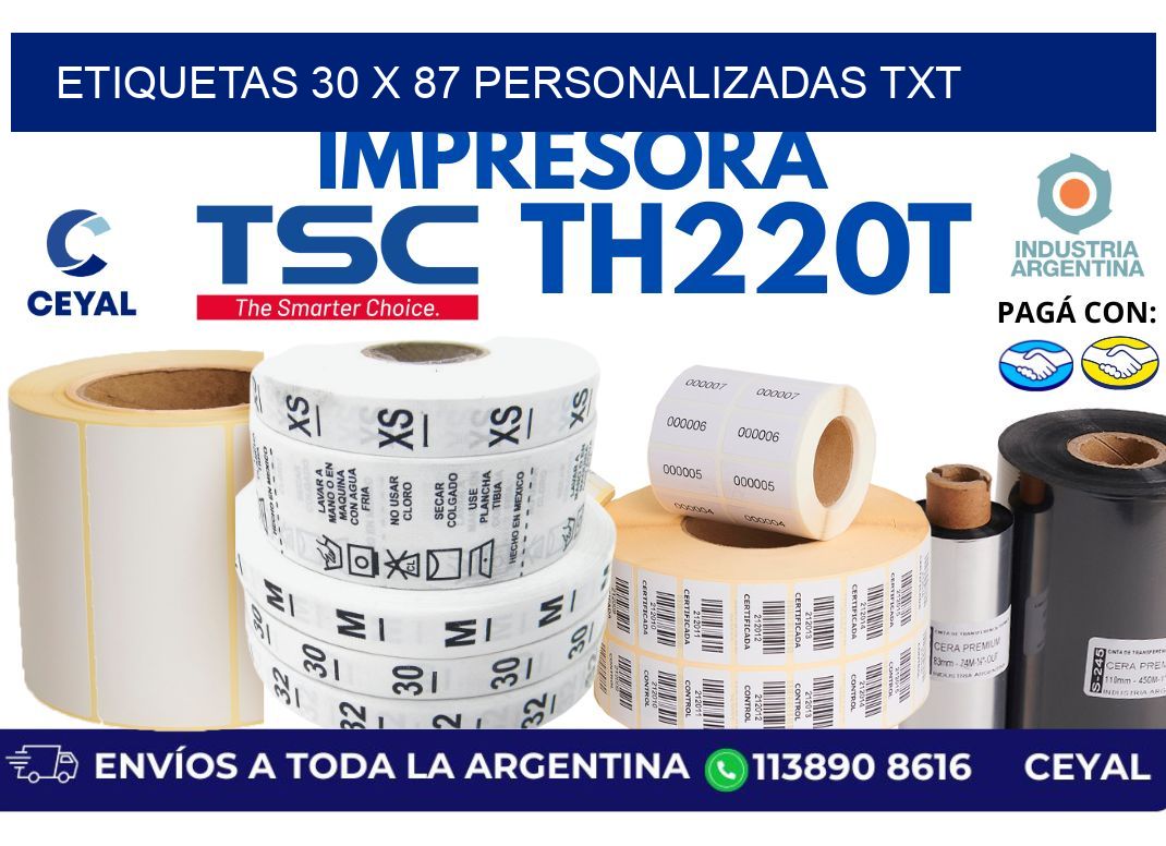 etiquetas 30 x 87 personalizadas txt