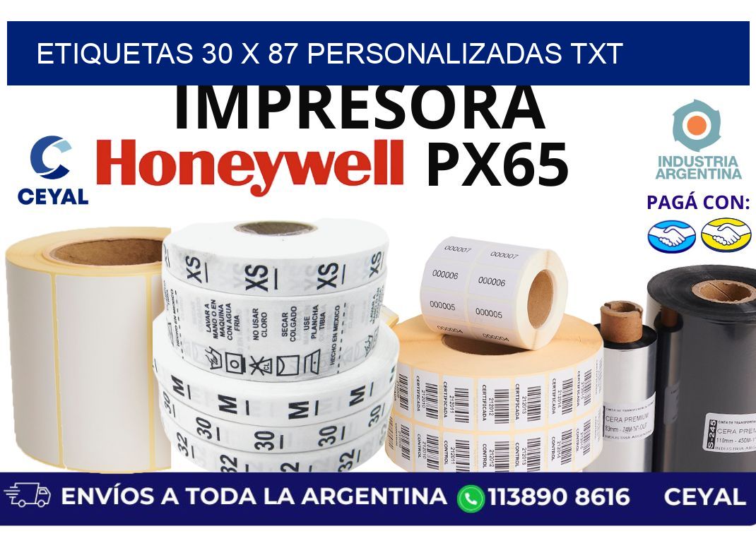 etiquetas 30 x 87 personalizadas txt
