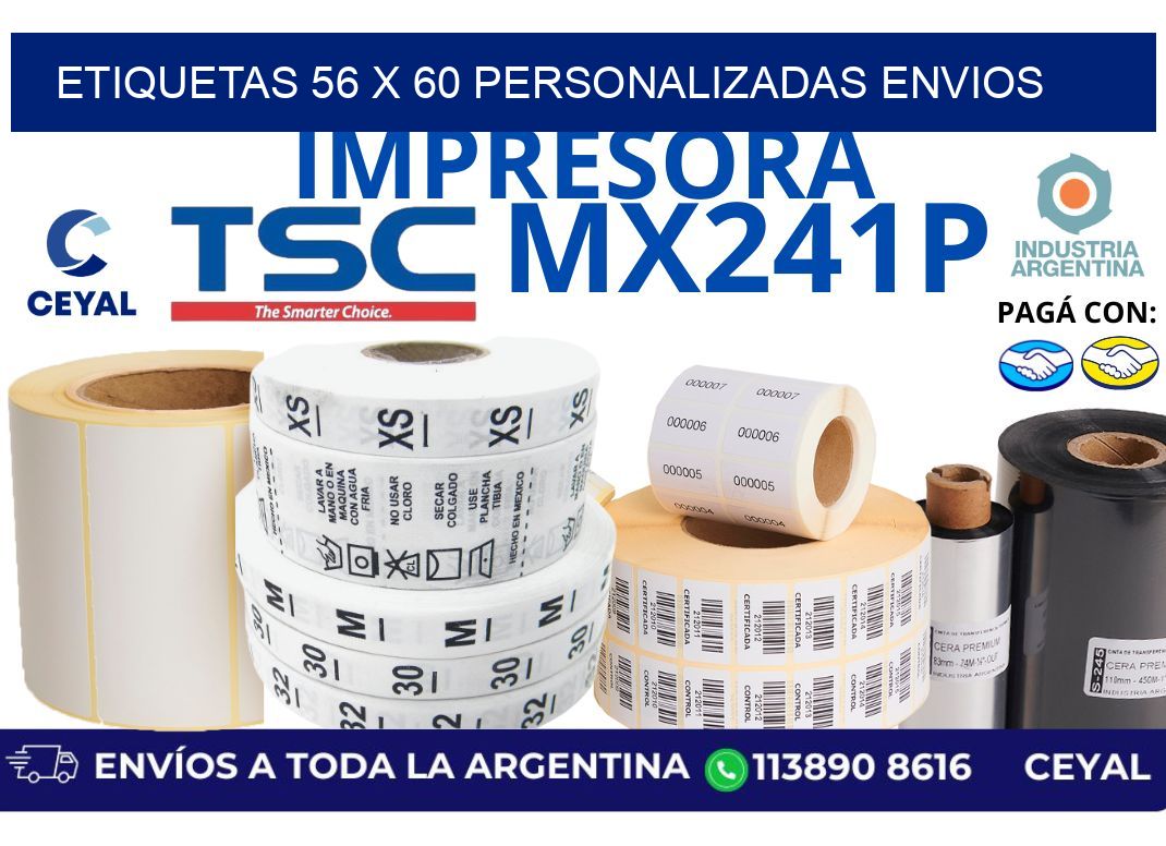 etiquetas 56 x 60 personalizadas envios