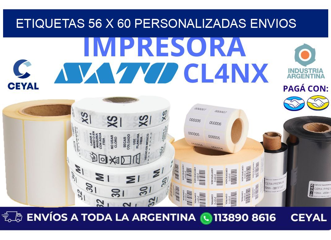 etiquetas 56 x 60 personalizadas envios