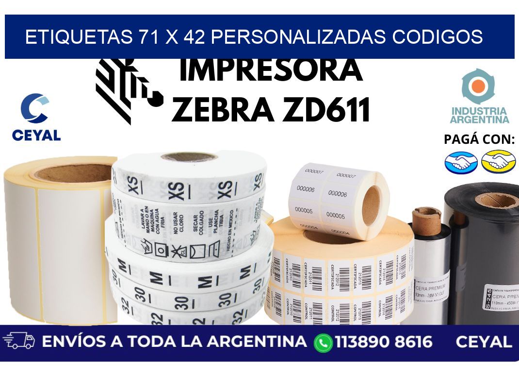 etiquetas 71 x 42 personalizadas codigos