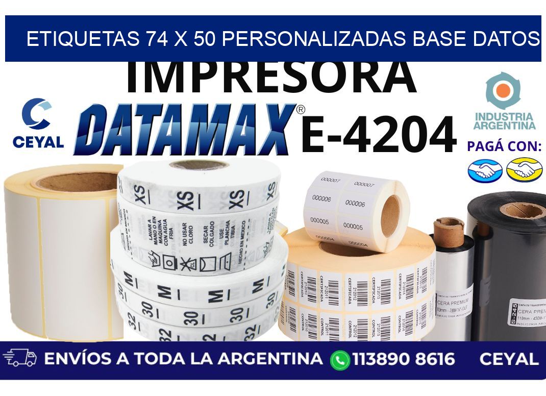etiquetas 74 x 50 personalizadas base datos