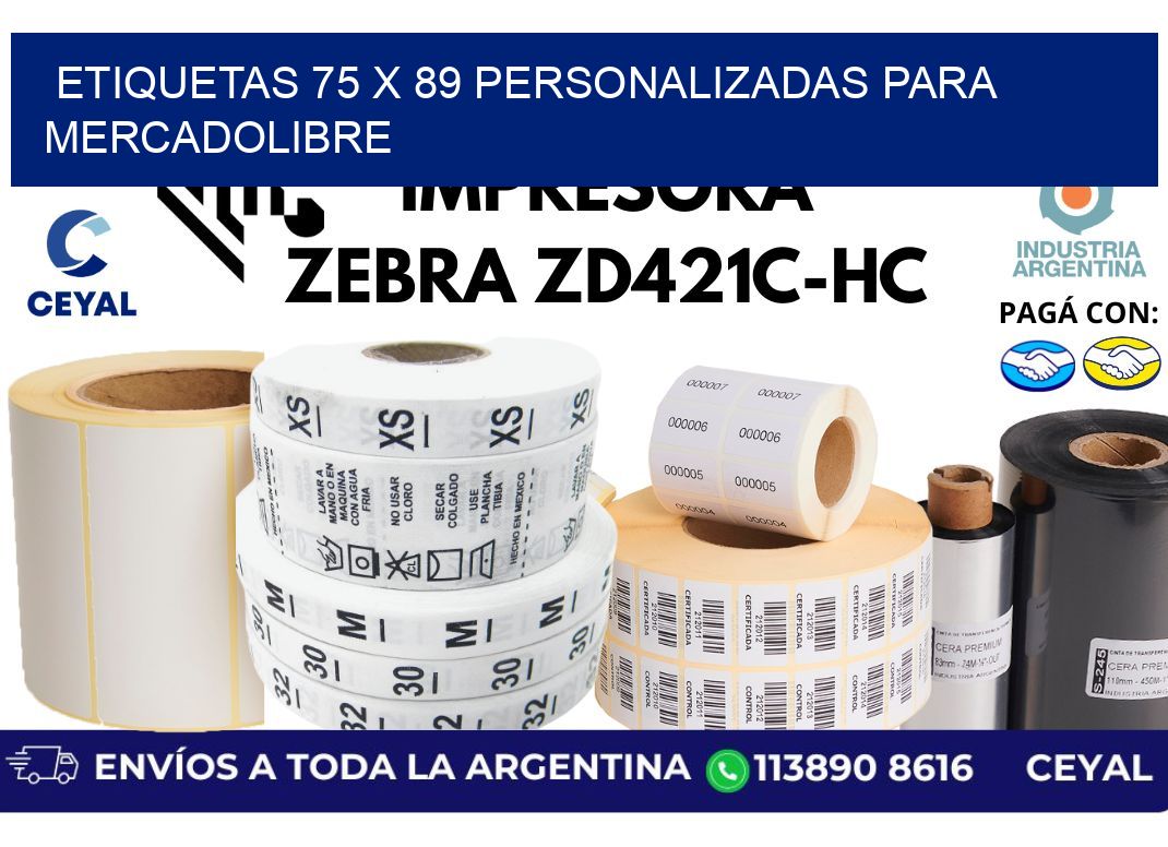 etiquetas 75 x 89 personalizadas para mercadolibre
