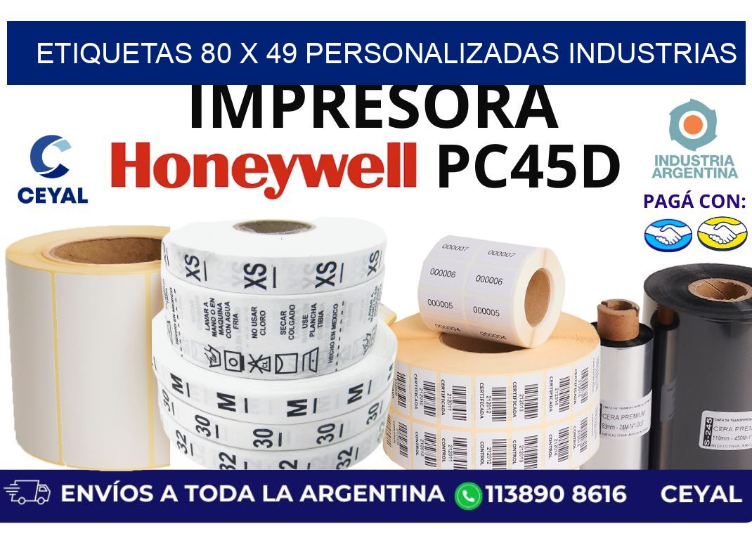 etiquetas 80 x 49 personalizadas industrias