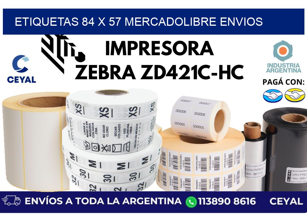 etiquetas 84 x 57 mercadolibre envios