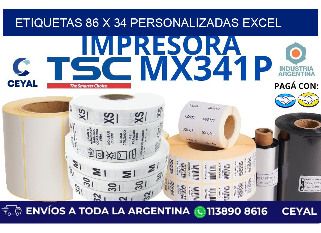 etiquetas 86 x 34 personalizadas excel