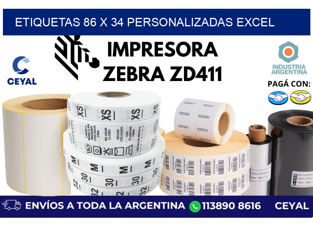 etiquetas 86 x 34 personalizadas excel