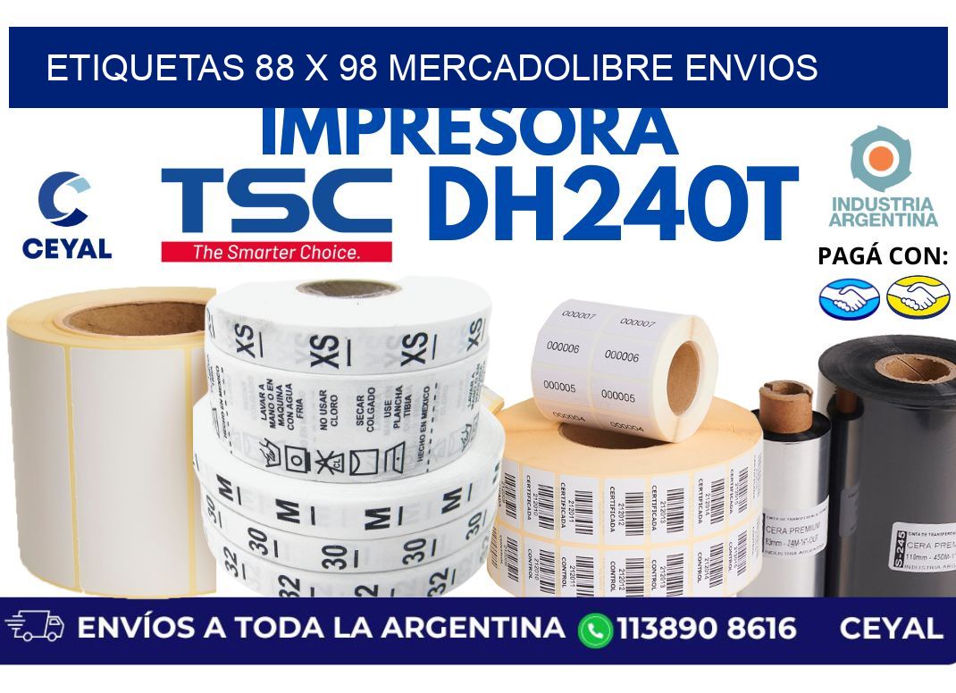etiquetas 88 x 98 mercadolibre envios