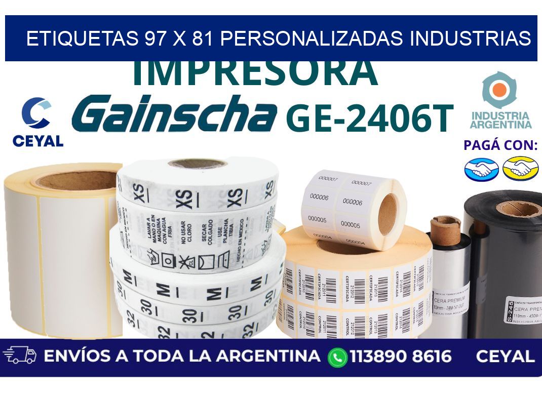 etiquetas 97 x 81 personalizadas industrias