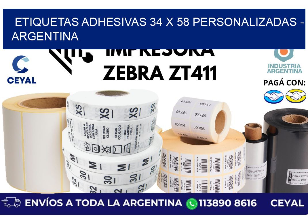 etiquetas adhesivas 34 x 58 personalizadas - Argentina
