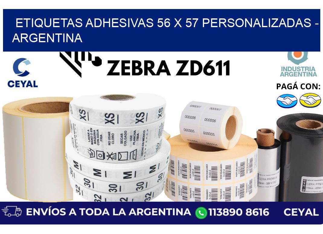 etiquetas adhesivas 56 x 57 personalizadas - Argentina