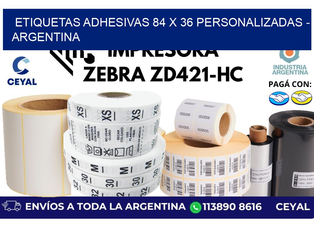 etiquetas adhesivas 84 x 36 personalizadas - Argentina