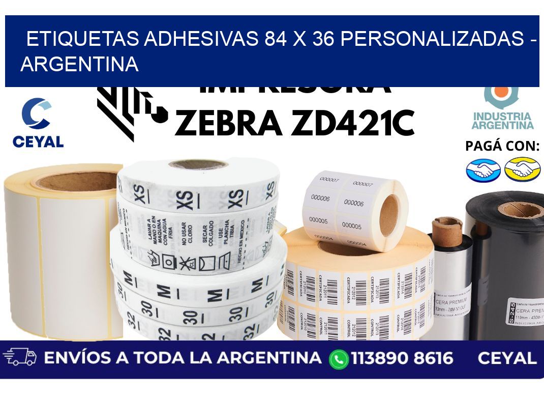 etiquetas adhesivas 84 x 36 personalizadas – Argentina