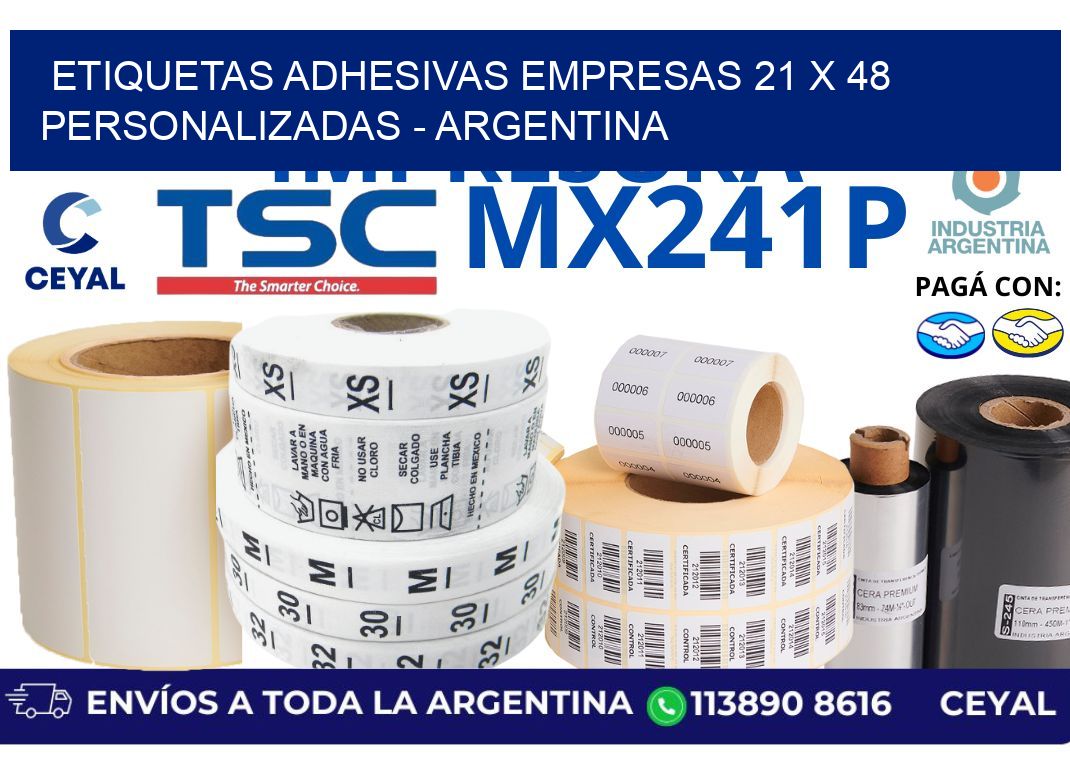 etiquetas adhesivas empresas 21 x 48 personalizadas - Argentina