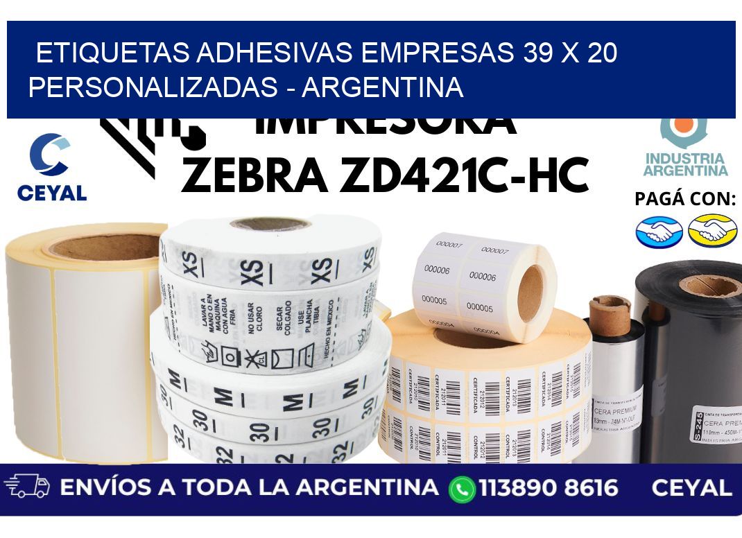 etiquetas adhesivas empresas 39 x 20 personalizadas - Argentina