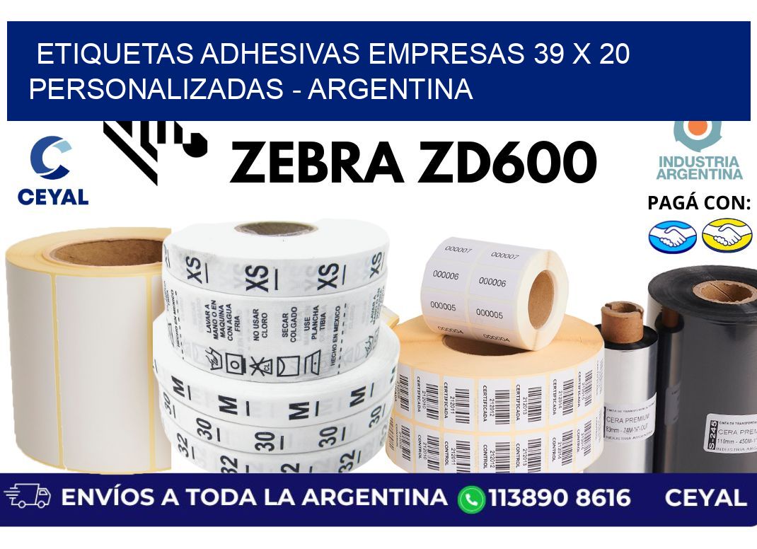 etiquetas adhesivas empresas 39 x 20 personalizadas - Argentina
