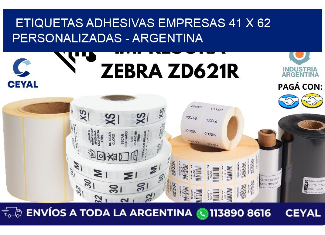 etiquetas adhesivas empresas 41 x 62 personalizadas - Argentina