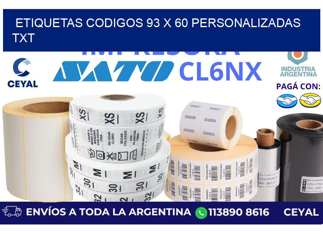 etiquetas codigos 93 x 60 personalizadas txt