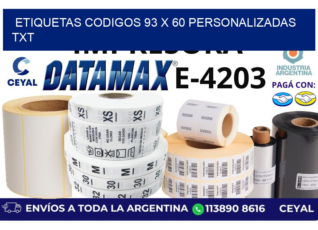 etiquetas codigos 93 x 60 personalizadas txt