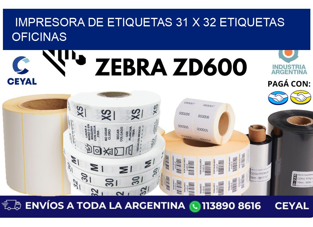 impresora de etiquetas 31 x 32 etiquetas oficinas