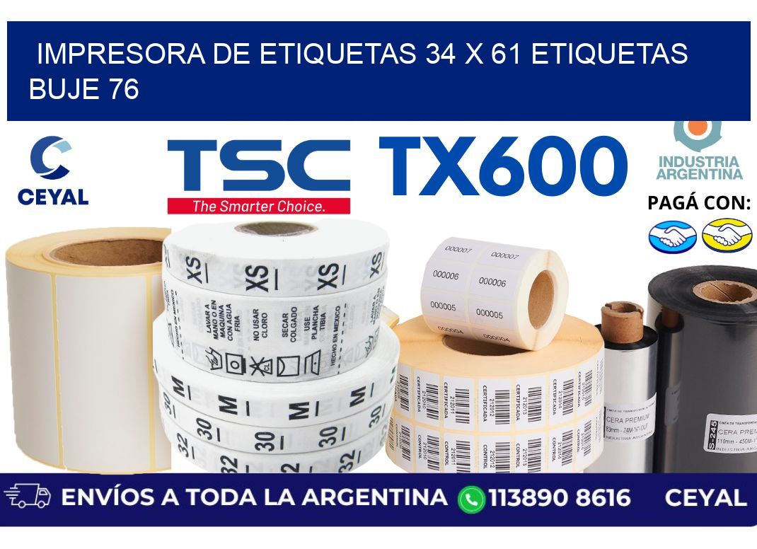impresora de etiquetas 34 x 61 etiquetas buje 76