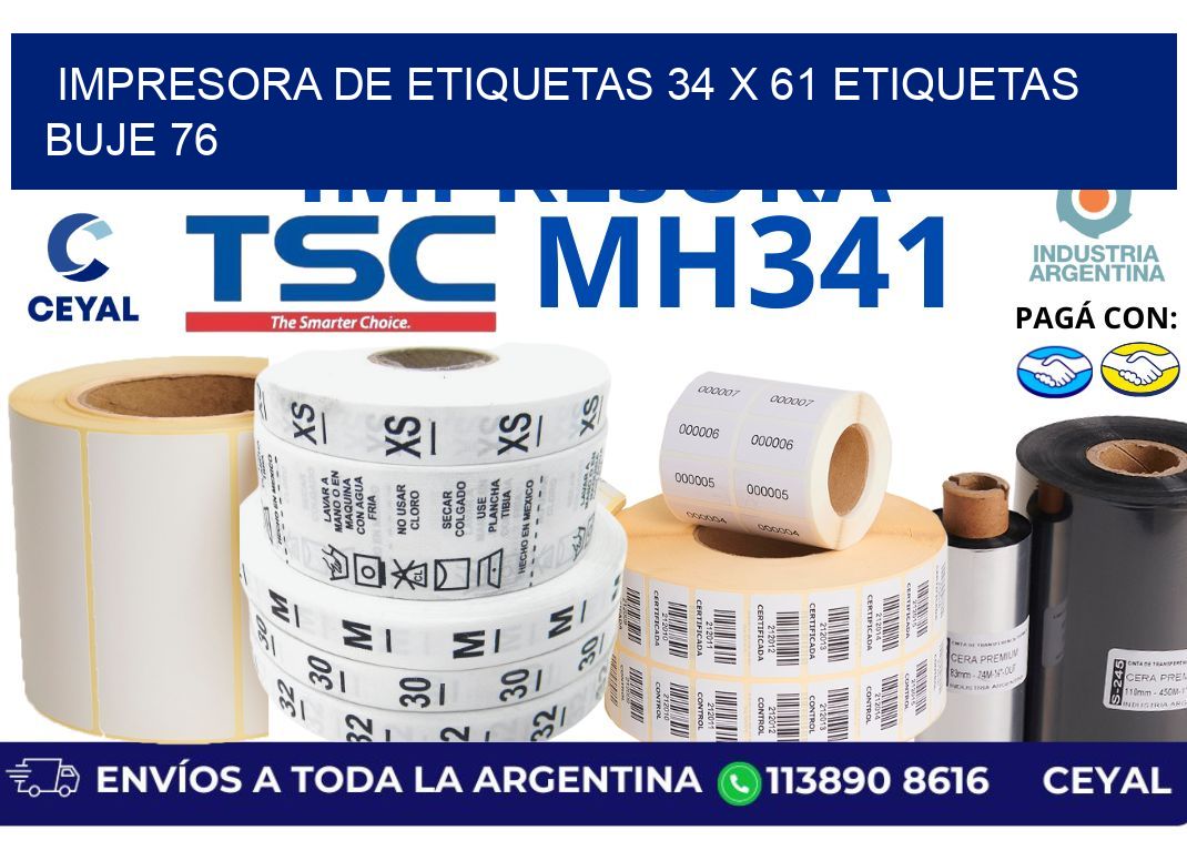 impresora de etiquetas 34 x 61 etiquetas buje 76