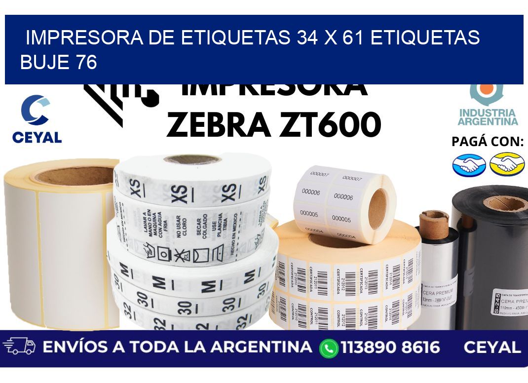 impresora de etiquetas 34 x 61 etiquetas buje 76