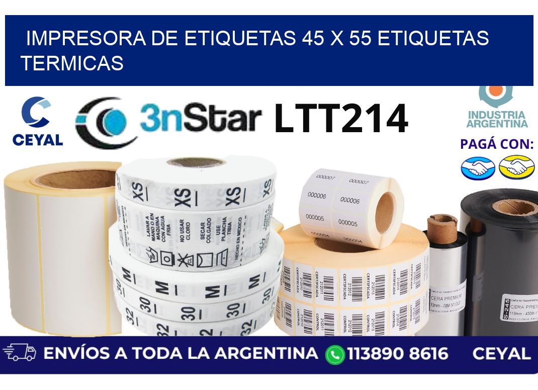 impresora de etiquetas 45 x 55 etiquetas termicas