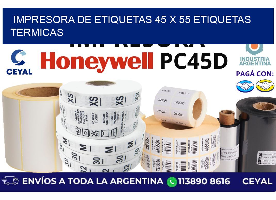 impresora de etiquetas 45 x 55 etiquetas termicas