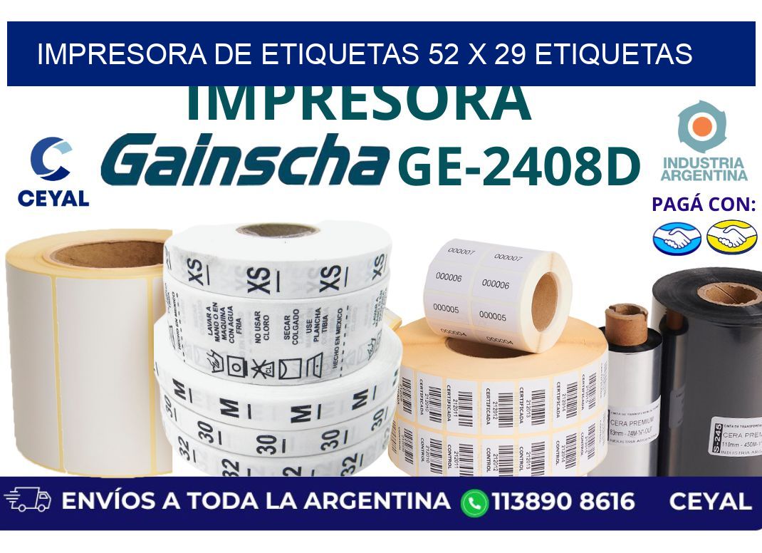 impresora de etiquetas 52 x 29 etiquetas