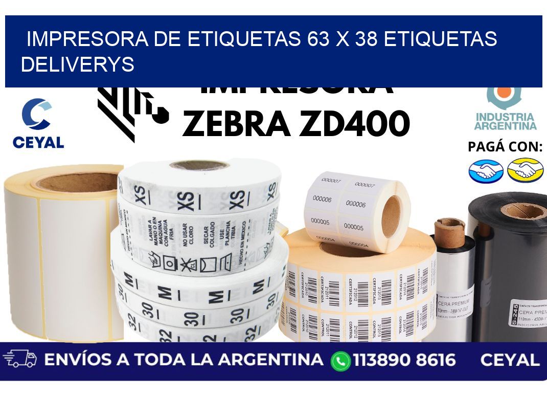 impresora de etiquetas 63 x 38 etiquetas deliverys