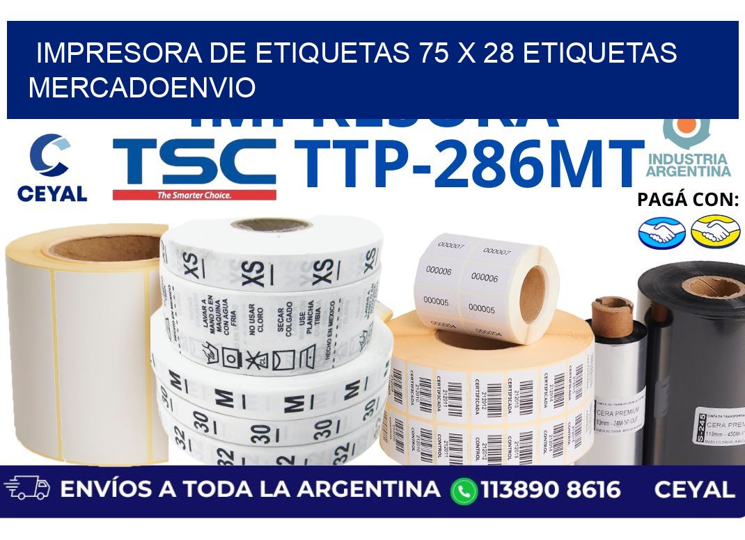impresora de etiquetas 75 x 28 etiquetas mercadoenvio