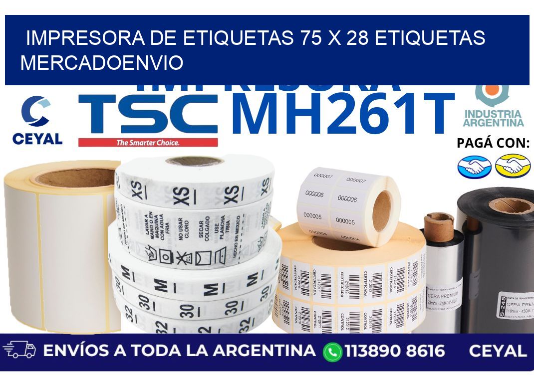 impresora de etiquetas 75 x 28 etiquetas mercadoenvio