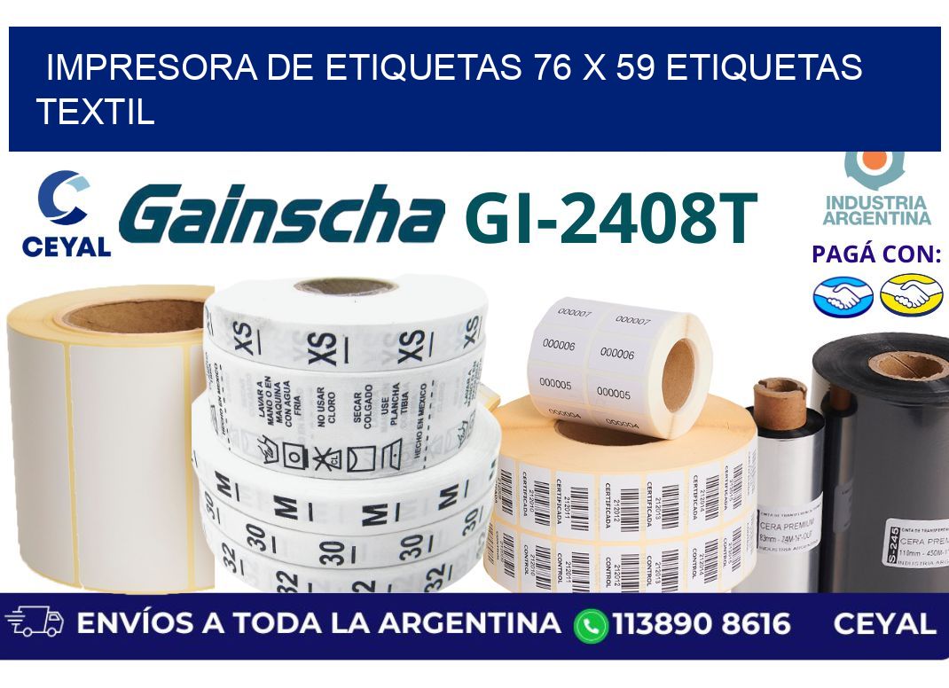 impresora de etiquetas 76 x 59 etiquetas textil