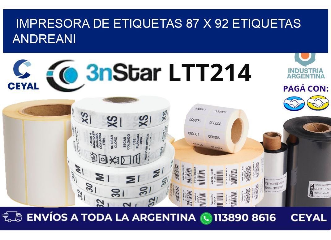 impresora de etiquetas 87 x 92 etiquetas andreani