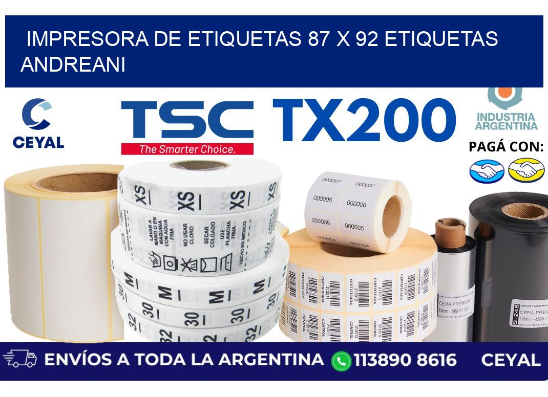 impresora de etiquetas 87 x 92 etiquetas andreani