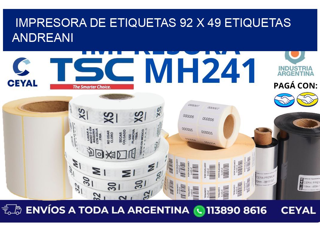 impresora de etiquetas 92 x 49 etiquetas andreani
