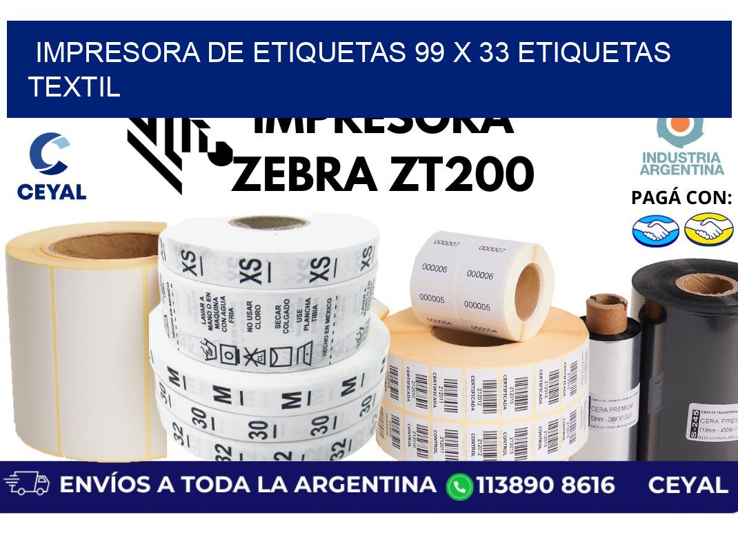 impresora de etiquetas 99 x 33 etiquetas textil