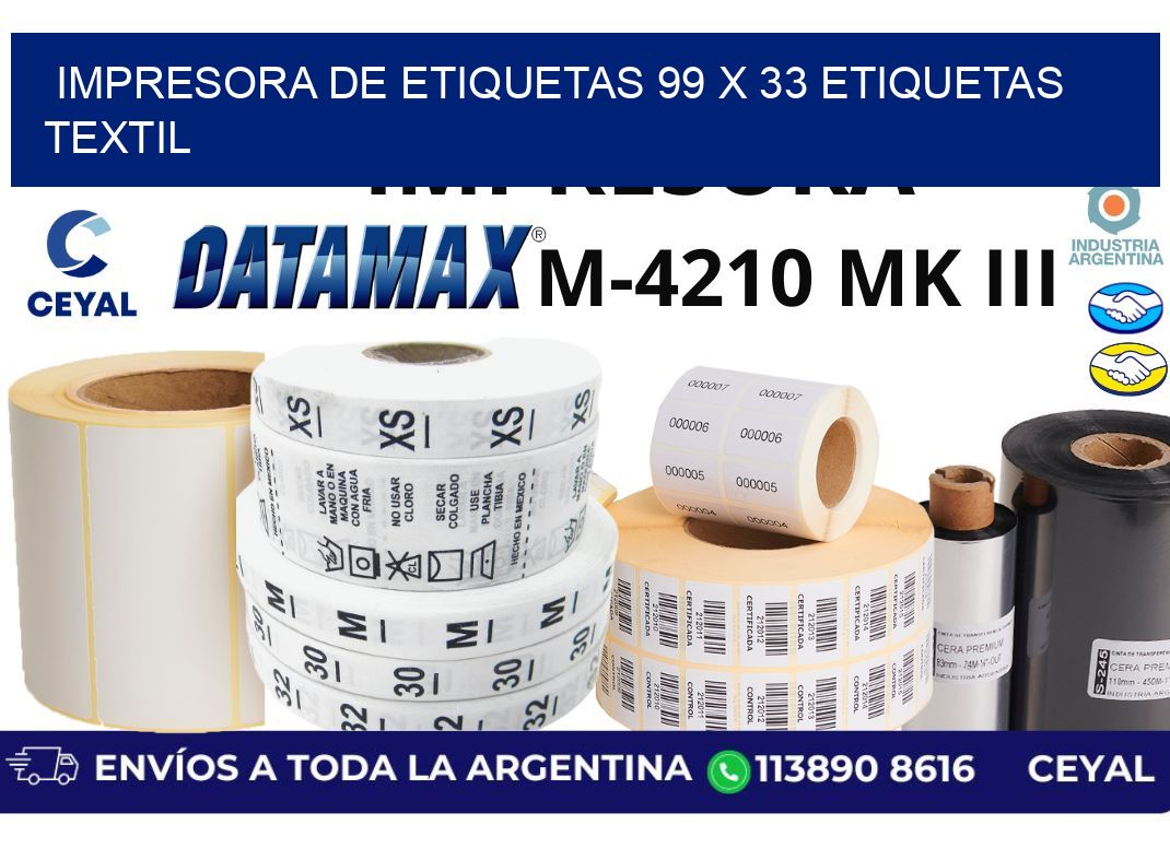 impresora de etiquetas 99 x 33 etiquetas textil