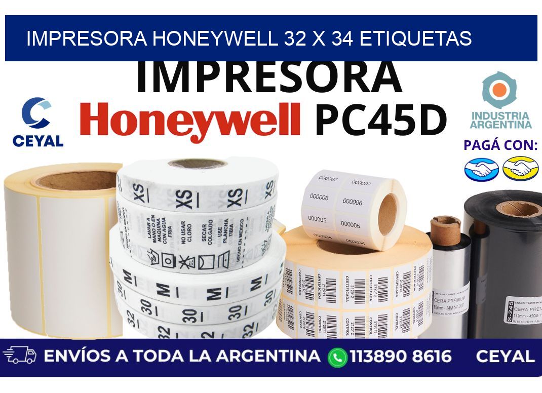 impresora honeywell 32 x 34 etiquetas