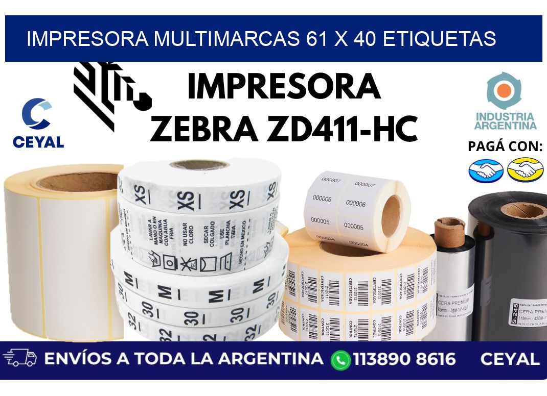 impresora multimarcas 61 x 40 etiquetas