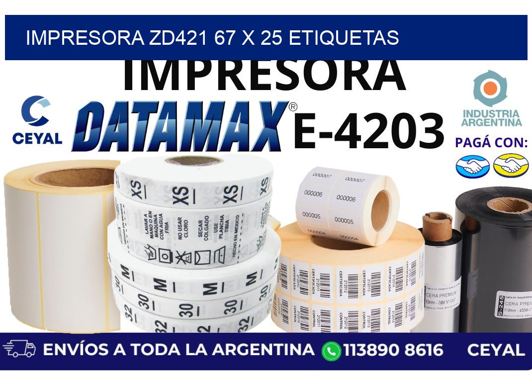 impresora zd421 67 x 25 etiquetas