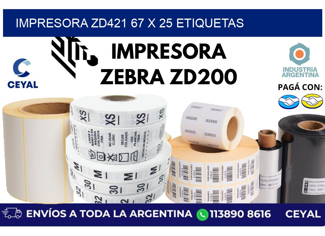 impresora zd421 67 x 25 etiquetas