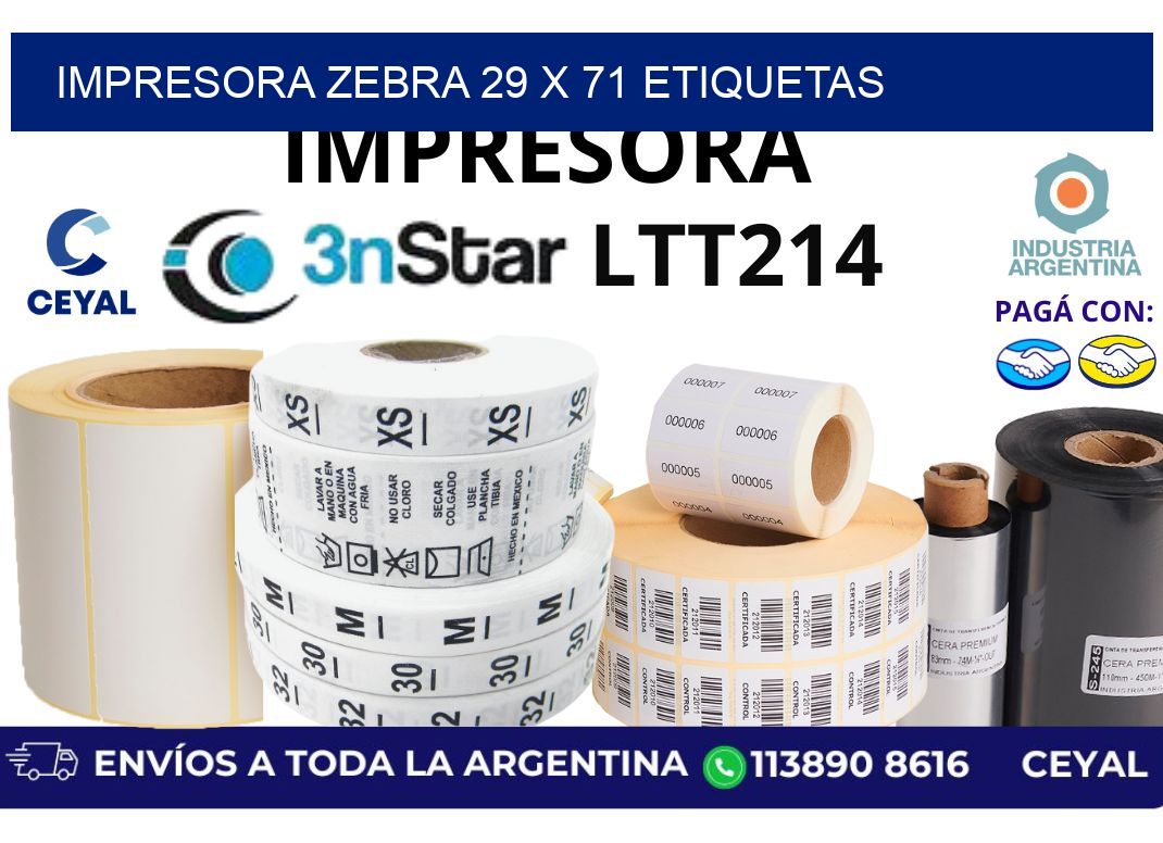 impresora zebra 29 x 71 etiquetas