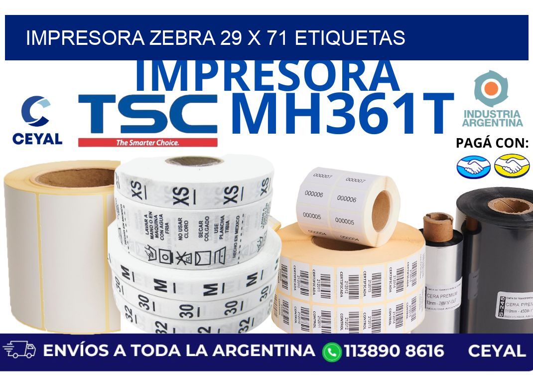 impresora zebra 29 x 71 etiquetas