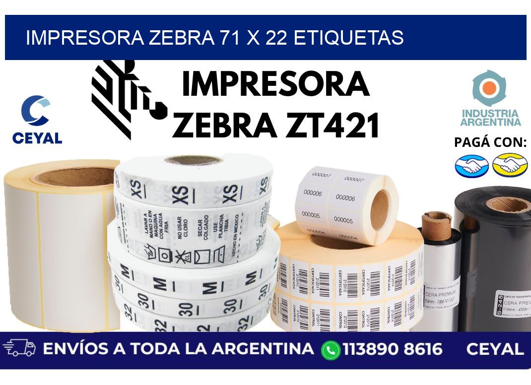 impresora zebra 71 x 22 etiquetas