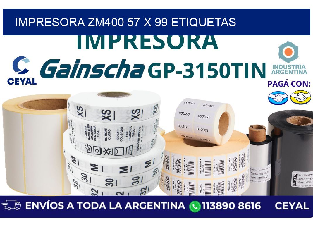 impresora zm400 57 x 99 etiquetas